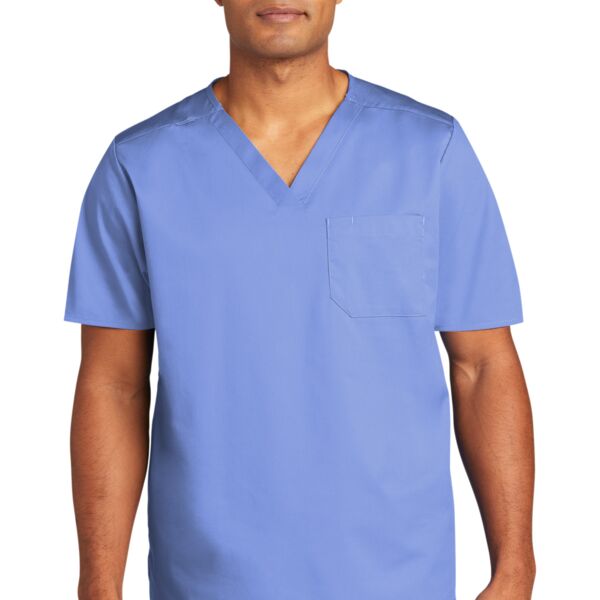 Unisex WorkFlex Chest Pocket V Neck Top Thumbnail