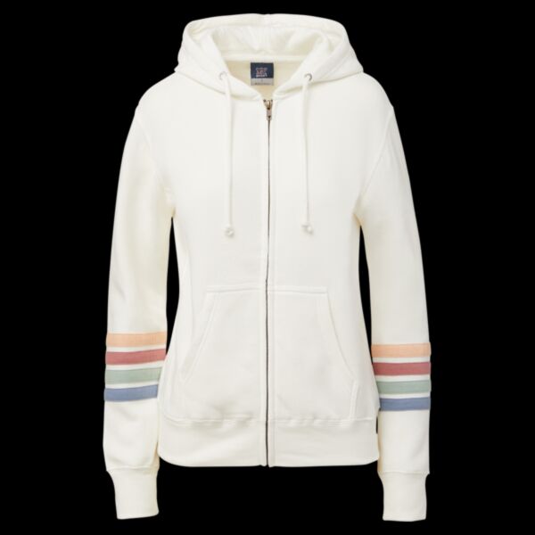 Women's Striped Sleeves Full-Zip Hooded Sweatshirt Thumbnail
