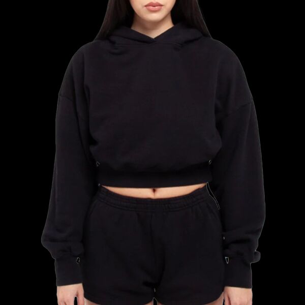Women's Garment-Dyed Crop Hooded Sweatshirt Thumbnail