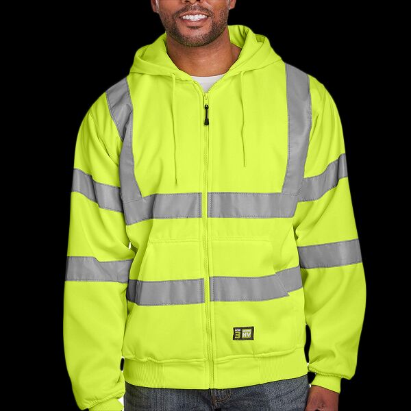 Men's Berne Hi-Vis Class 3 Lined Hooded Sweatshirt Thumbnail