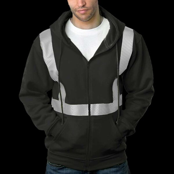 USA-Made Hi-Visibility Full-Zip Hooded Sweatshirt - Segmented Tape Thumbnail