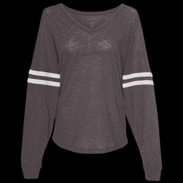 Women’s Slub Jersey Varsitee V-Neck Long Sleeve T-Shirt Thumbnail