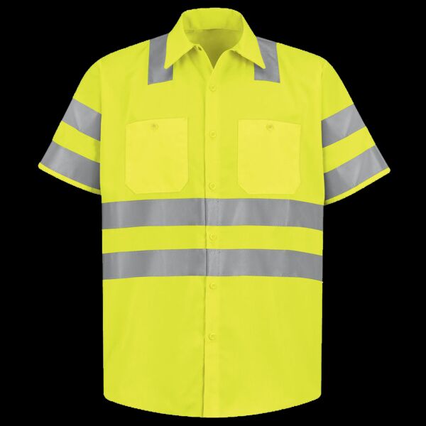 Men's Tall High Visibility Safety Short Sleeve Work Shirt Thumbnail
