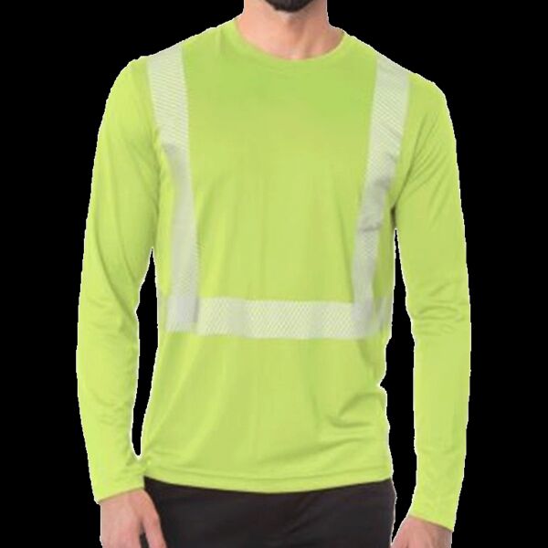Unisex USA-Made Hi-Visibility Long Sleeve Performance T-Shirt - Segmented Tape Thumbnail