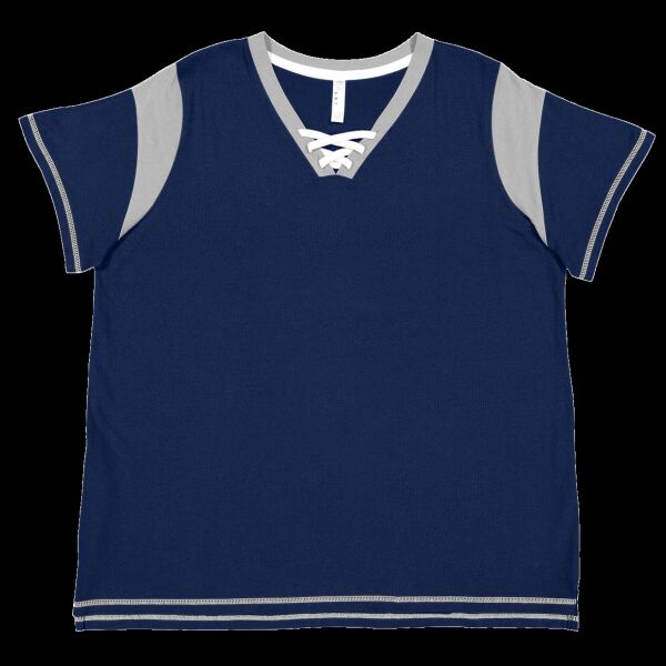 Women's Curvy Lace Up Fine Jersey Tee Thumbnail