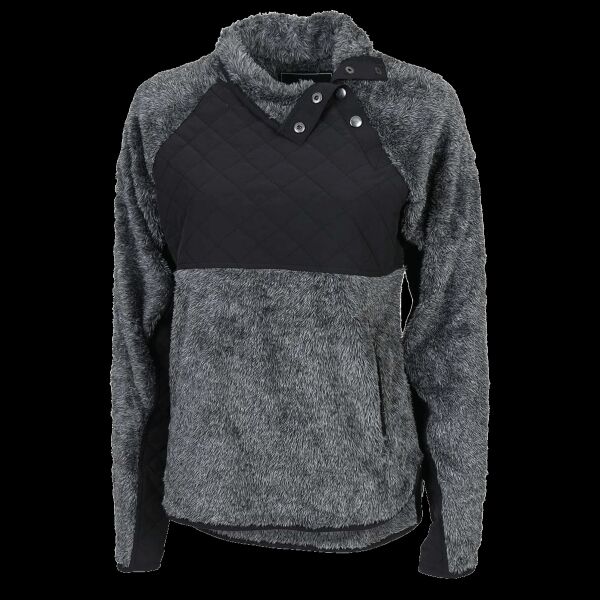 Women's Quilted Fuzzy Fleece Snap Placket Pullover Thumbnail