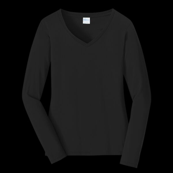 Ladies Long Sleeve Fan Favorite V Neck Tee Thumbnail