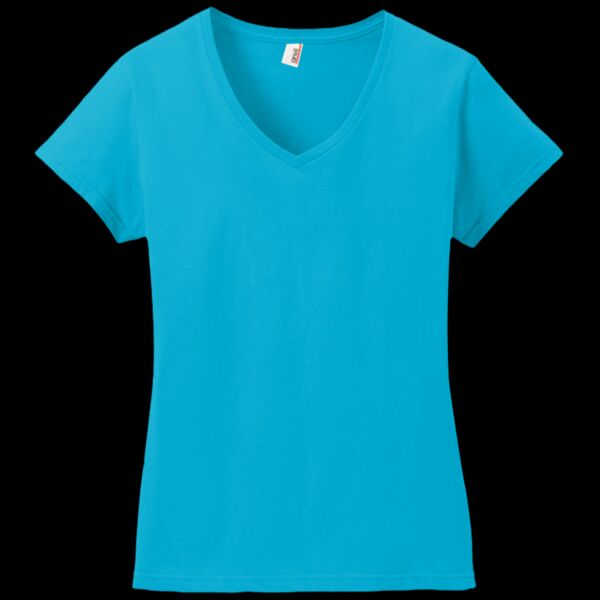 Ladies 100% Combed Ring Spun Cotton V Neck T Shirt Thumbnail